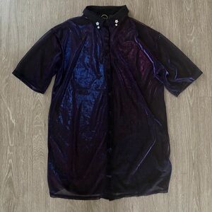 Seka multicolor sheer rave button down dress shirt sz M